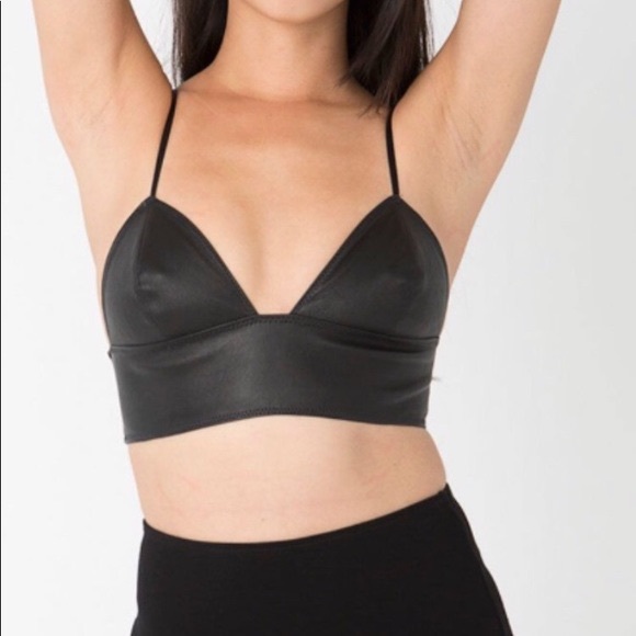 black leather bralette